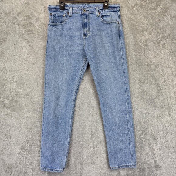 Levis 512 Jeans Mens 33x30 Blue Light Wash Slim Taper Stretch Denim Zip Fly - Picture 1 of 13